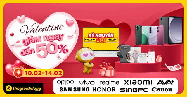 Thế Giới Di Động Valentine 2026: Giảm Đến 50% - Smartphone Tablet Laptop Đồng Hồ Phụ Kiện