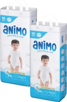 Combo 2 Tã Quần Animo Siêu Mềm Thoáng (XXL, 50 miếng)