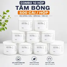 Combo 10 Hộp Tăm Bông Gỗ Tre (500 cây/hộp) – Tăm Bông Ngoáy Tai Mềm Mại, An Toàn