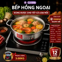 Bếp hồng ngoại, bếp từ cảm ứng GROPA công suất 3500W mạnh mẽ, chịu nhiệt tốt, tiết kiệm thời gian