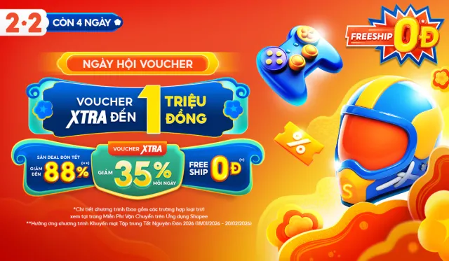 Shopee 2.2 Tết Sale 2026: Giảm Đến 88% - Voucher 35% Mỗi Ngày - Freeship 0Đ